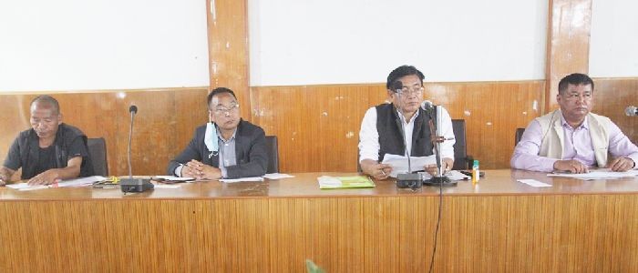 Officials attending the monthly Wokha District Planning & Development Board meeting held at DC’s conference hall on October 9. (DIPR Photo)